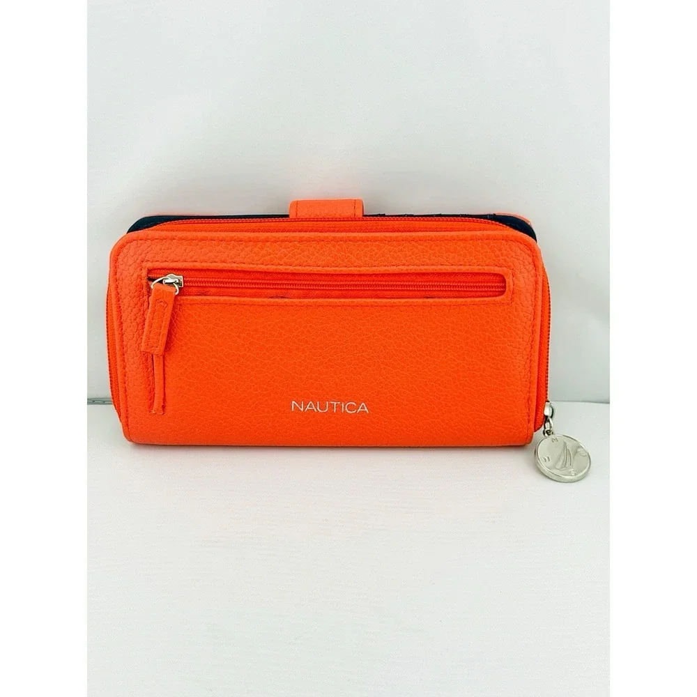 Nautica Orange/Coral Pebbles Faux Wallet